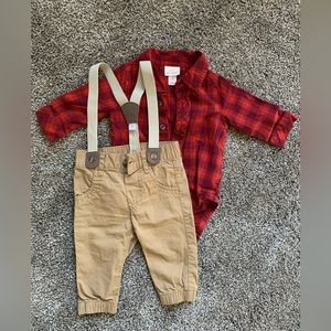 Cat and jack dress shirt with suspenders